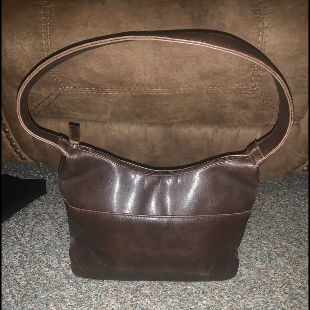 Dark Brown Leather Shoulder Bag